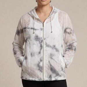 Lace Sheer Jacket White Gray XL